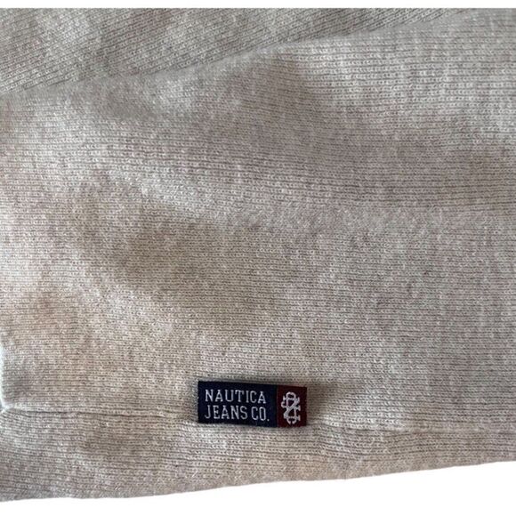 Nautica Mens Sweater Pullover Beige Long Sleeve V Neck Cotton Wool Size Large - Picture 3 of 9